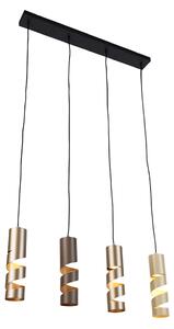 Moderne hanglamp zwart met taupe en beige 4-lichts - Stream
