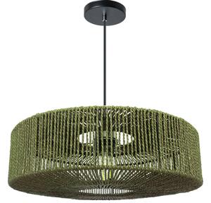 Lampă suspendată din iută și metal 60W Verde
