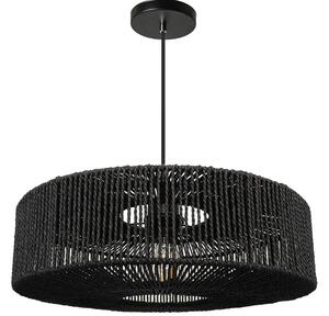 Lampă suspendată din iută și metal 60W Negru