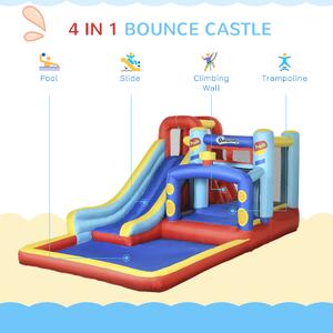 Castel Gonflabil pentru Copii Outsunny 4 in 1,4.35x2.45x2m,Albastru, Rosu, Galben| Aosom RO