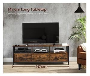 Comoda TV Vasagle, Model Baker, 40x147x50 cm, Maro rustic/Negru