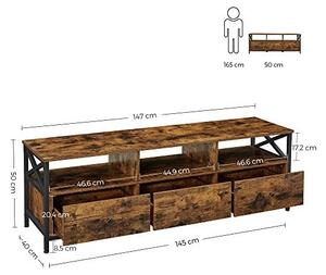 Comoda TV Vasagle, Model Baker, 40x147x50 cm, Maro rustic/Negru