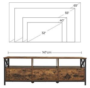Comoda TV Vasagle, Model Baker, 40x147x50 cm, Maro rustic/Negru