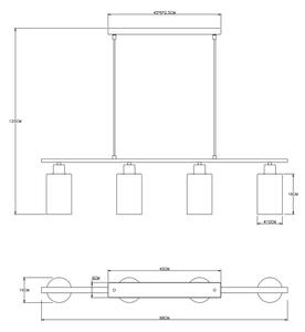 Lustră pe cablu HADERA 4xE27/60W/230V Globo 15465-4H