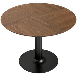 HOMCOM Masă rotundă de dining pentru 6 persoane, Ø110x78 cm, cu bază din oțel, maro cu efect de lemn | Aosom Romania