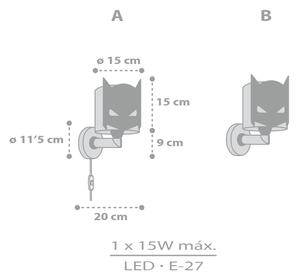 Dalber 61809 - Aplica de perete pentru copii DARK HERO, 1xE27/15W/230V