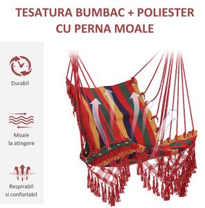 Outsunny Hamac Scaun Suspendat din Poliester Rezistent, Design Colorat, 100x60x100 cm | Aosom Romania