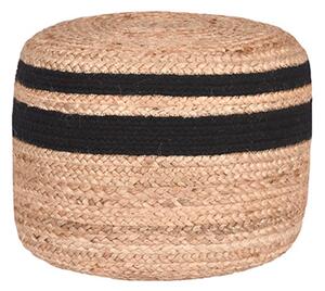 LABEL51 432796 Pouffe Braided Jute Black and Natural SH-24.006