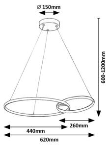 Lustră LED pe cablu Rabalux 72296 EMILION LED/36W/230V negru/auriu