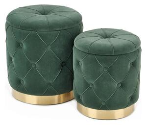 SET 2x taburet POLLY d. 40/44 cm verde/auriu