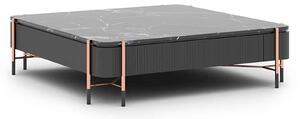 Masă lemn masiv Cafea Calista Negru-Rose Gold L 120 x A 120 x H 35 cm - Marmura naturala