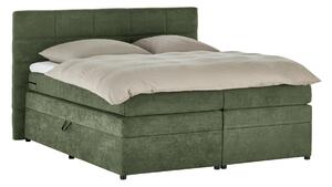 Pat Boxspring Gibson, cu ladă de depozitare, saltea și topper incluse, Verde-Enjoy / 140x200