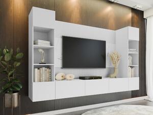 Set de living Comfivo Salix I, Marmură albă, Alb, PAL laminat, 150x260x38cm, 103.5 kg