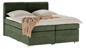 Pat Boxspring Charlotte, cu ladă de depozitare, saltea și topper incluse, Verde-Enjoy / 140x200