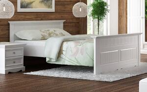 Pat lemn masiv alb Linea - 90x200