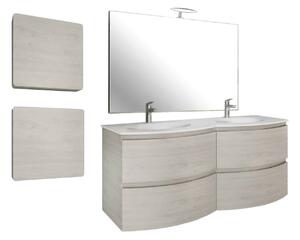Set lemn masiv Mobilier Baie Suspendat Aledo - Natur texturat