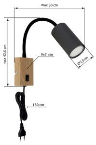 Lampă de perete flexibilă ROBBY 1xGU10/25W/230V neagră/maro Globo 57911WG