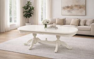 Masă lemn masiv alb de dining Briston Extensibilă