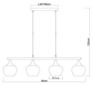 Lustră pe cablu Globo 15548-4H1 MAXY 4xE27/40W/230V