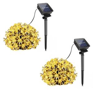 Set 2 x Instalatie solara 50 LED, Flori de Cires, Alb Cald