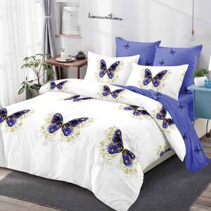 Lenjerie cu Elastic 180x200 cm, Purple Butterfly 6 Piese (Finet)