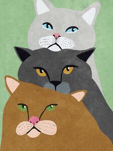 Ilustrare Cat Trio, Raissa Oltmanns, (30 x 40 cm)