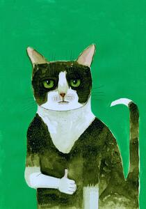 Ilustrație Tuxedo Cat Thumbs Up, Sharyn Bursic, (26.7 x 40 cm)