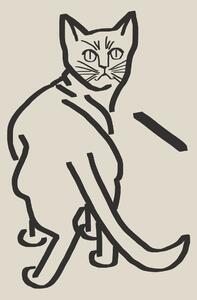 Ilustrare Line Art Cat Drawing 5, Little Dean, (30 x 40 cm)