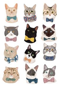 Ilustrare Cats In Bow Tie, Hanna Melin, (30 x 40 cm)