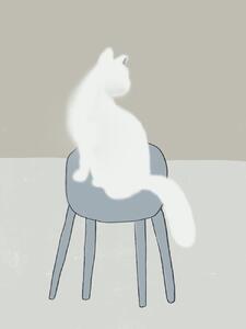 Ilustrare White feline, Little Dean, (30 x 40 cm)