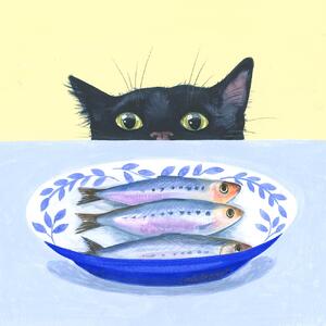 Ilustrație Gourmet Cat, Isabelle Brent, (40 x 40 cm)