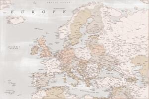 Harta Detailed map of Europe in rustic style, Blursbyai, (40 x 26.7 cm)