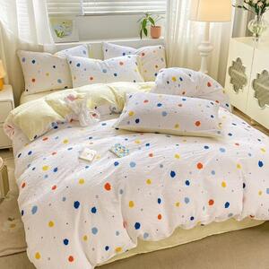 Lenjerie creponata cu elastic 140x200 cm, Colorful Spots (Finet)