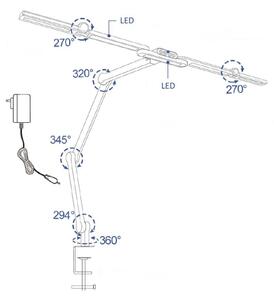 Lampă LED flexibilă birou, dimabilă, 24W, 230V, 3000-6500K, CRI 92, negru