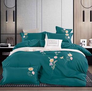 Lenjerie cu Elastic 180x200 cm, cu broderie, Sandro V4 Smarald (Finet)