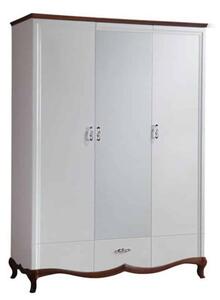 Dulap lemn masiv nuc Milan 3 Uși cu Oglindă Alb-, 164,2 × 62,5 × 209,5 cm