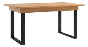 Masă lemn masiv natur Dining Santiago I Extensibilă -Negru 160/, 200 × 90 × 77 cm