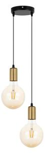 Lustră pe cablu MIROS 2xE27/60W/230V rotundă neagră/aurie