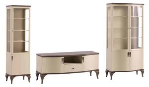Set lemn masiv nuc Living Leona 3 Piese Crem-