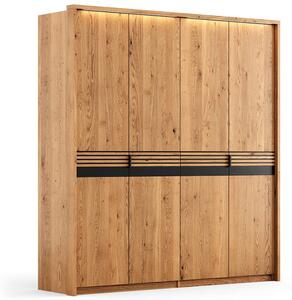 Dulap stejar masiv Rafael 4 Usi, 206 × 58 × 219 cm