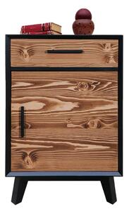 Dulap lemn masiv Timeless 1 Sertar 1 Ușă Negru, 50 × 45 × 85 cm