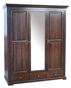 Dulap lemn masiv nuc Preston 3 Uși cu Oglindă, 160,7 × 60,9 × 206,9 cm