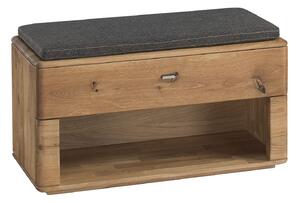 Băncuță lemn masiv natur Încălțăminte Siena Stejar, 48.5 × 85.4 × 39 cm
