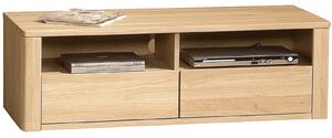 Comodă lemn masiv natur Hugo TV Stejar, 123.5 × 50 × 39.8 cm