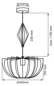 Lustră pe cablu JASMINA 1xE27/20W/230V d. 40 cm auriu