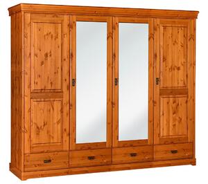 Dulap lemn masiv natur Florence, 253 × 62 × 218 cm