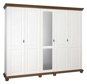 Dulap lemn masiv nuc Celia Alb/, 259 × 62 × 220 cm