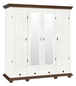 Dulap lemn masiv nuc Celia Alb/, 197 × 58 × 203 cm