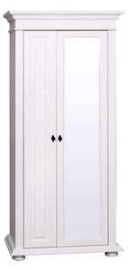 Dulap lemn masiv alb cu oglindă Ariana, 87 × 41 × 200 cm