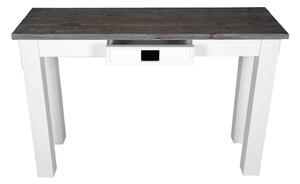 Masă lemn masiv alb de perete cu sertar Lahoma /Maro, 120 × 41 × 78 cm